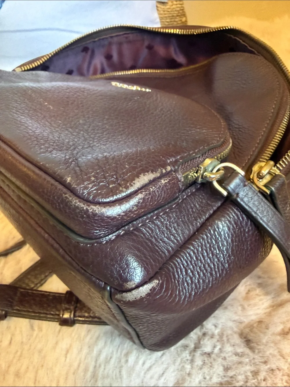 kate spade plum Pebbled Leather Mini Backpack — Deep Burgundy
